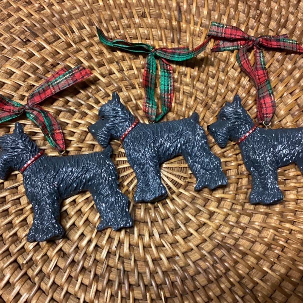 Set of 3 Kurt Adler Dandy Dog Scottie Ornaments - Picture 2 of 10